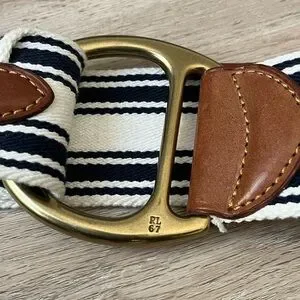Ralph Lauren Equestrian Vachetta D Ring Striped Belt Ralph Lauren Equestrian Vachetta D Ring Striped Waist Belt  main image 4